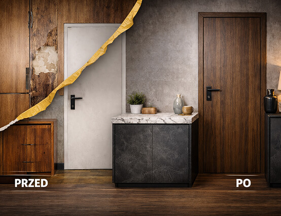 Przed i po aplikacji folii Metamark